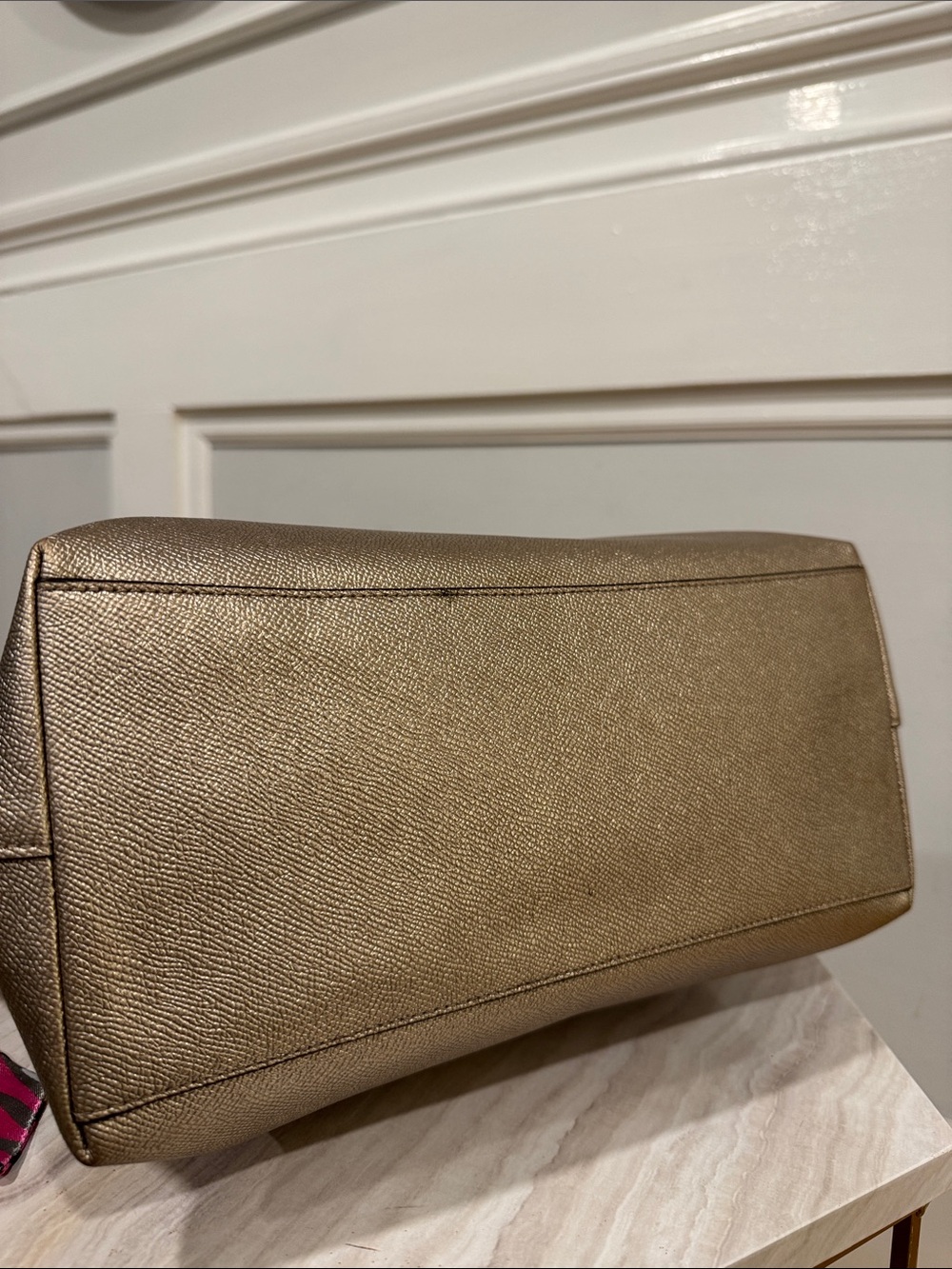 Coach Bag Metallic Champagne Gold Zip Top Tote - Picture 9 of 17